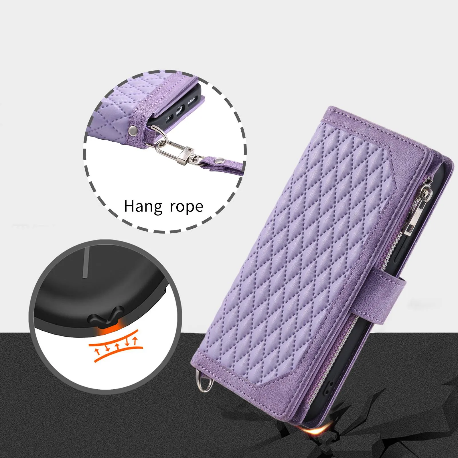 005 Style For Samsung Galaxy F23 5G / M23 5G / M13 4G / A23 4G (165.4 x 76.9 x 8.4 mm) / 5G, Rhombus Texture Zipper Pocket PU Leather Phone Case Anti-fall Stand Wallet Shell
