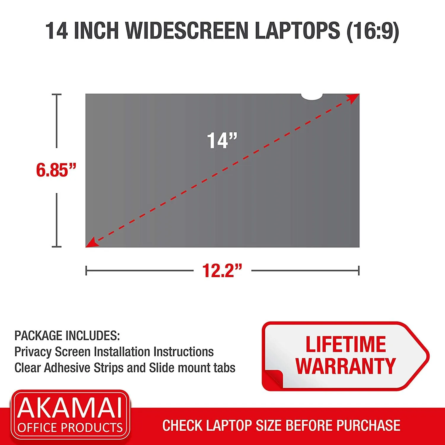 14.0 Inch (Diagonally Measured) Privacy Screen Filter for Widescreen Laptops