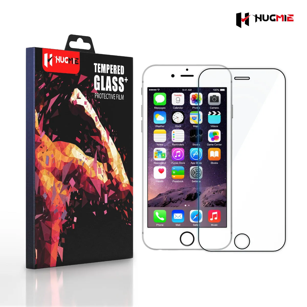 2x Hugmie® iPhone 6/7/8/SE Full Coverage Screen Protector