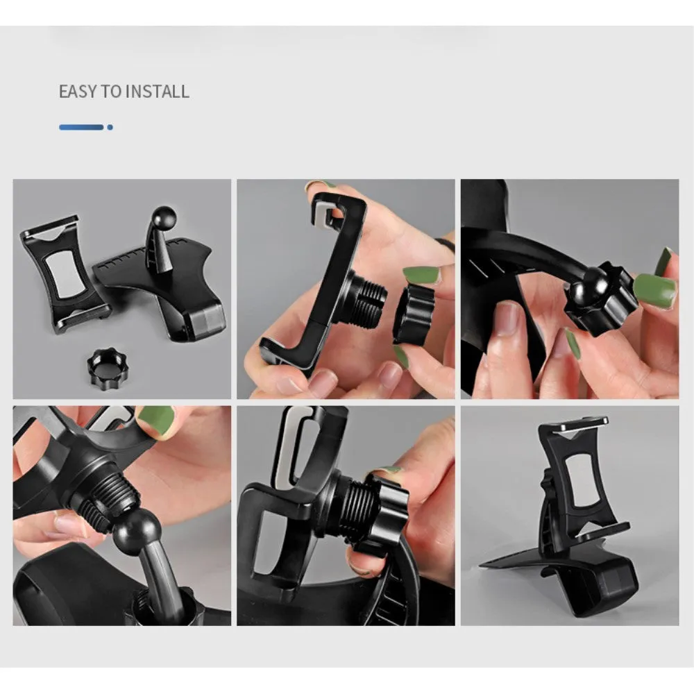 3 in 1 Car GPS Smartphone Holder: Dashboard / Visor Clamp   AC Grid Clip for LG F650S X Series X Screen 4G (2016) - Black