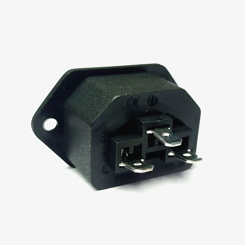 3-Pin Female Panel Mount AC Power Supply Socket - 10A 250V