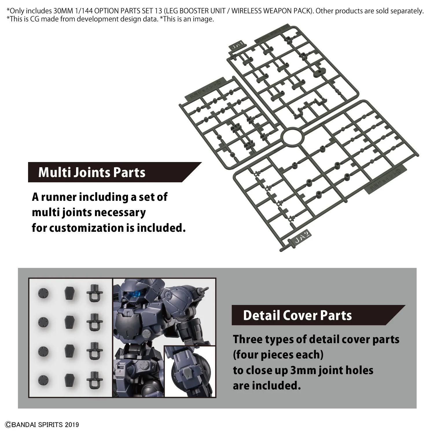 30MM W-26 Option Parts Set 13  (Leg Booster Unit / Wireless Weapon Pack) 1/144