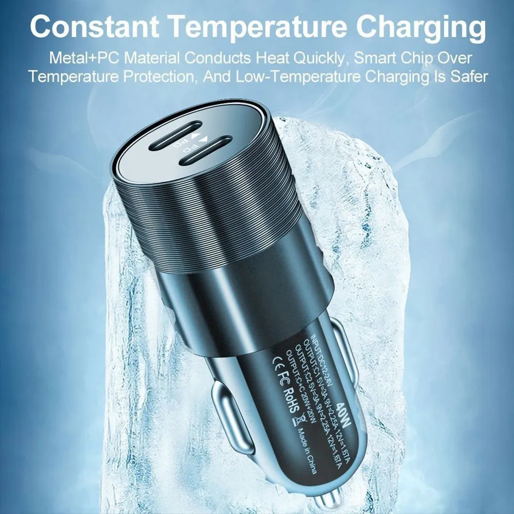 40w Quick Charger Type C Dual Port Fast Charging Station Double