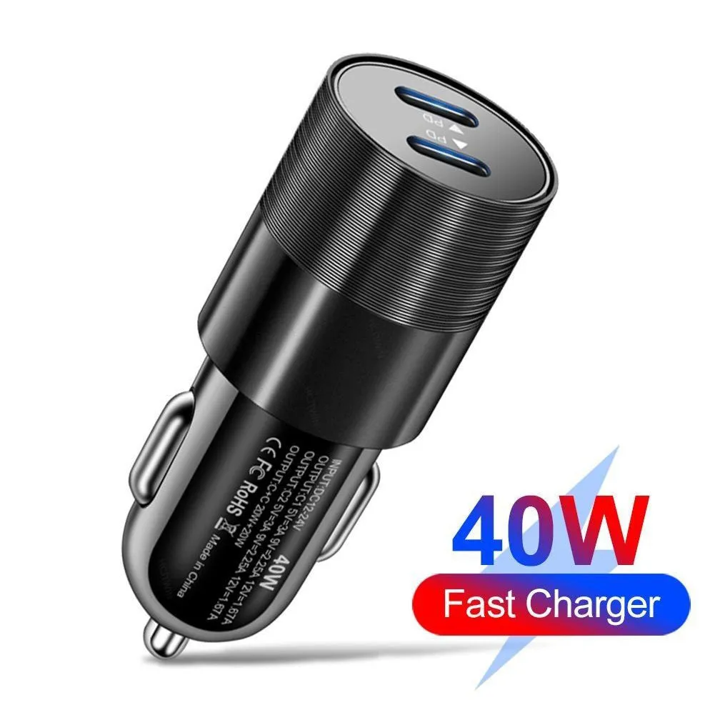 40w Quick Charger Type C Dual Port Fast Charging Station Double