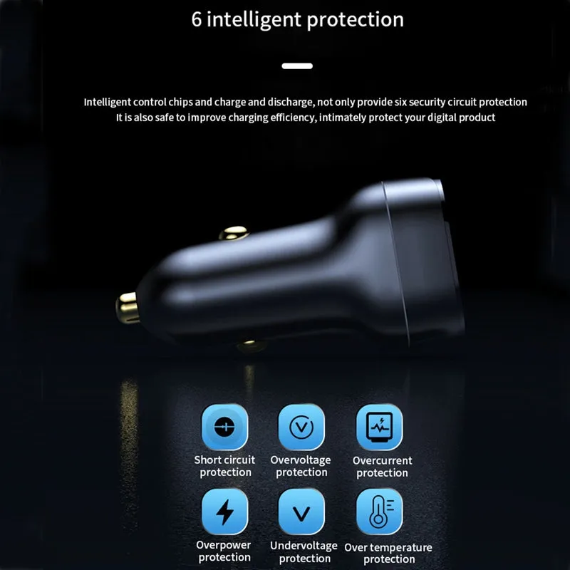 40w Usb Dual Port Fast Car  Charger Adapter, Compatible For