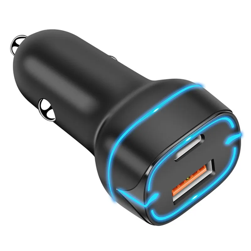 40w Usb Dual Port Fast Car  Charger Adapter, Compatible For