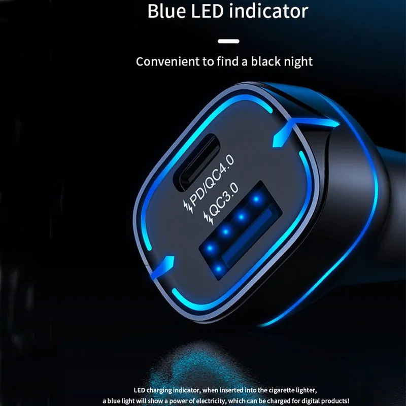 40w Usb Dual Port Fast Car  Charger Adapter, Compatible For