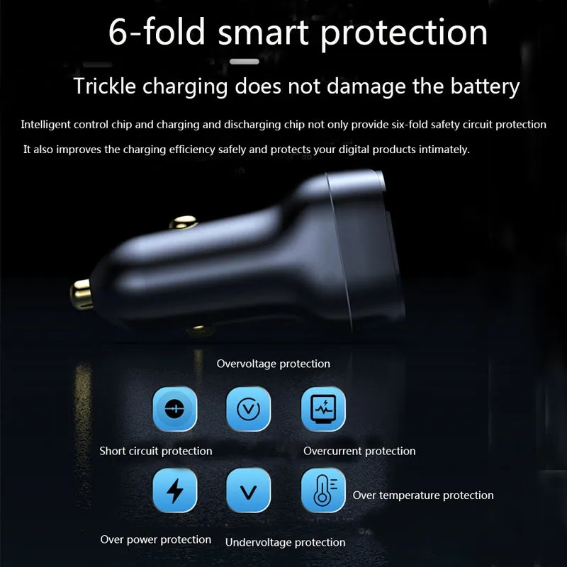 40w Usb Dual Port Fast Car  Charger Adapter, Compatible For