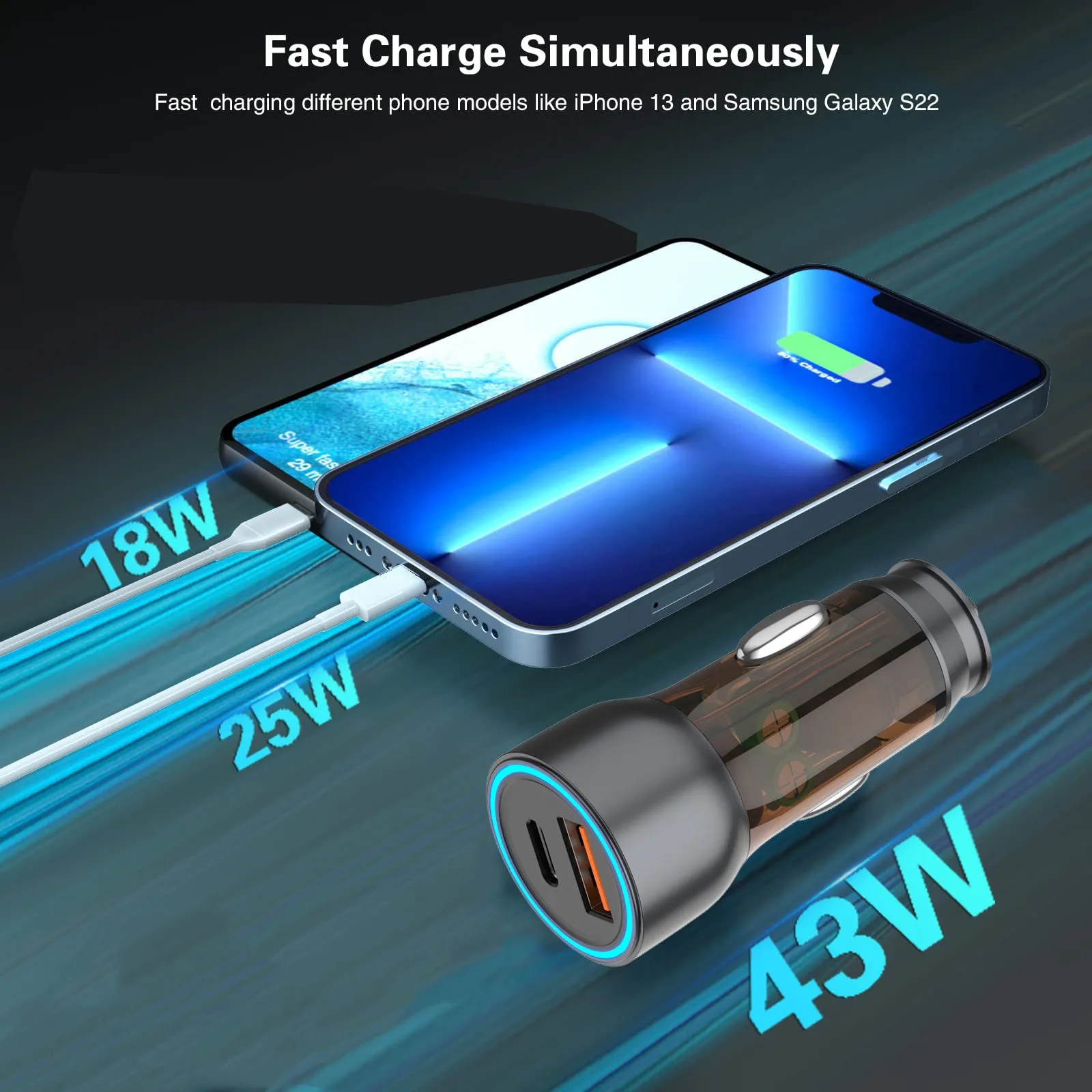 43w Car Charger Type-c PPS Pd Port Qc3.0 Fast Charge Adapter