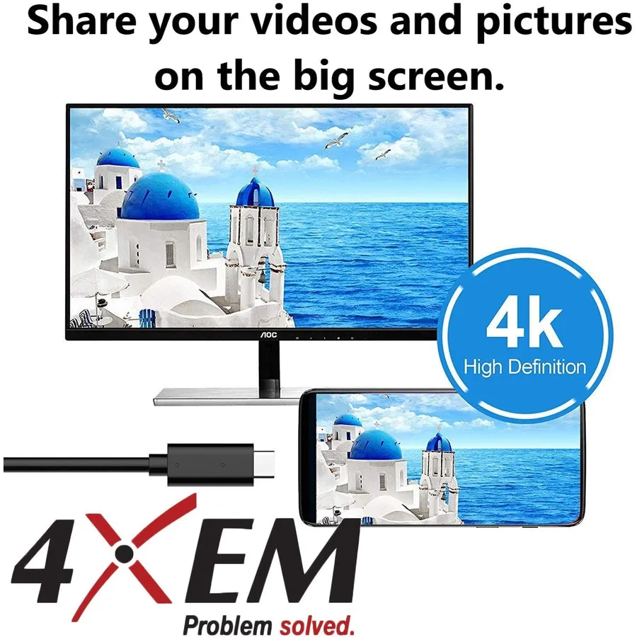 4XEM USB-C To USB-C Cable M/M USB 3.1 Gen 2 10GBPS 10ft Black 4XUSBCC31G210
