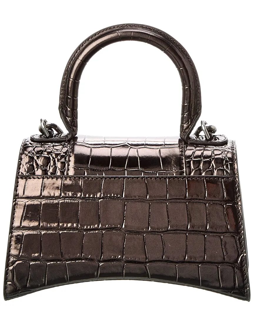 Balenciaga Hourglass Xs Croc-Embossed Leather Top Handle Satchel