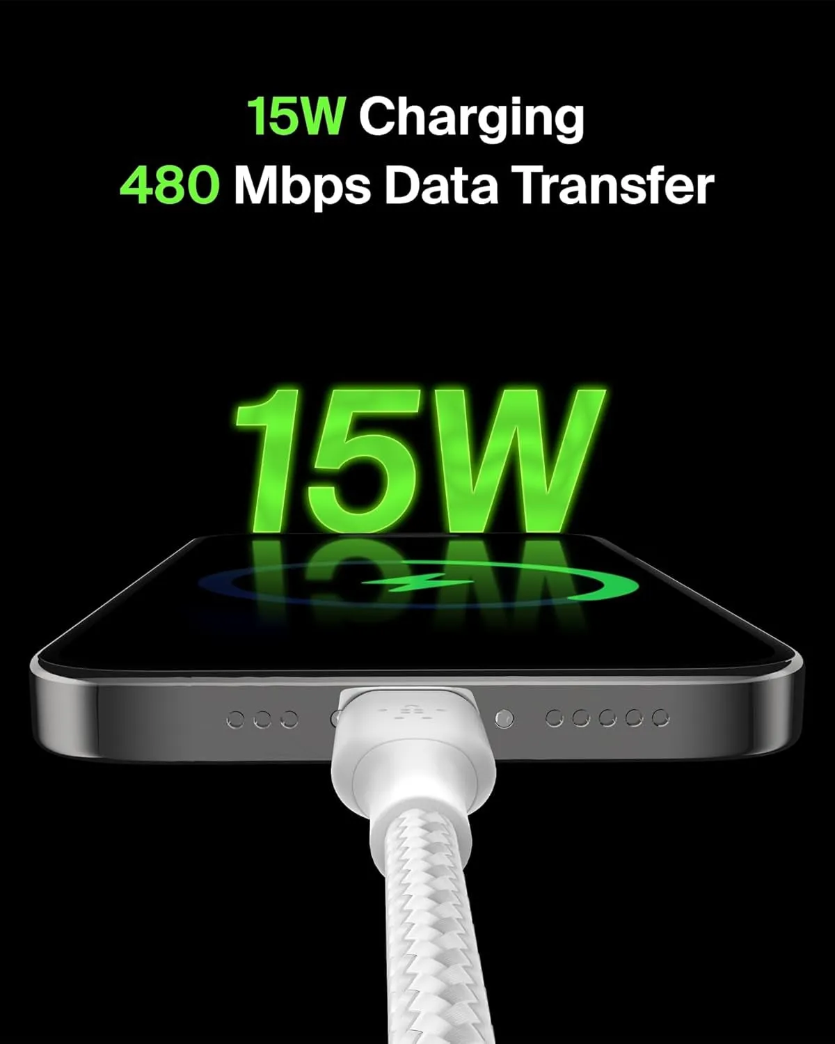 Belkin Boostcharge Braided USB-C Cable (2M/6.6Ft), USB-C to USB-A Cable, USB Type-C Cable for Iphone 16 Series, Samsung Galaxy S24, Note20, Pixel 8, Pixel 7, Ipad Pro, Nintendo Switch, & More - White
