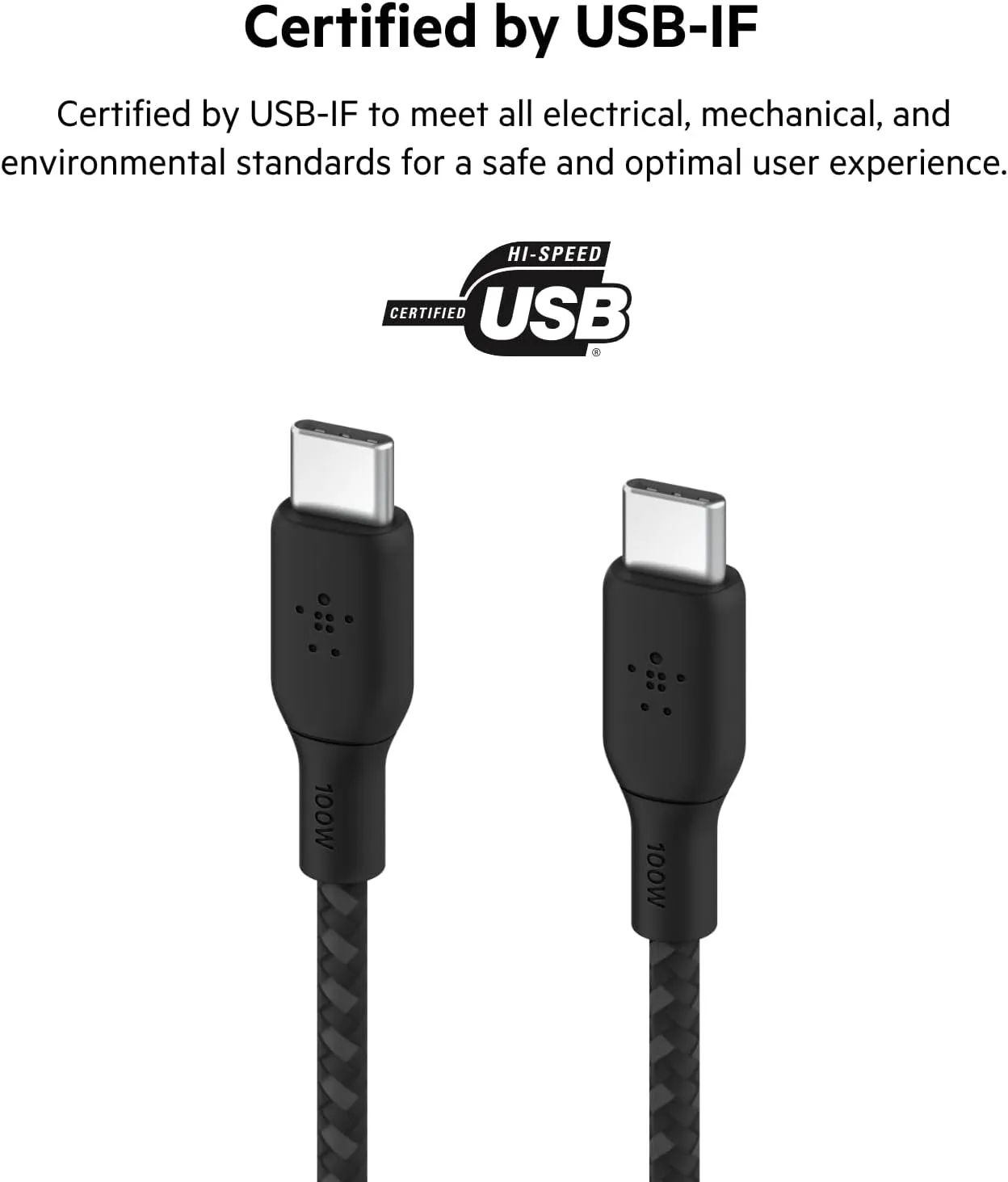 Belkin USB-C to USB-C Cable, Boostcharge Braided Power Cable (3M/10Ft), Fast Charging Cable W/ 100W Power Delivery, USB-IF Certified for Iphone 16, Macbook, Chromebook, Galaxy & More - Black