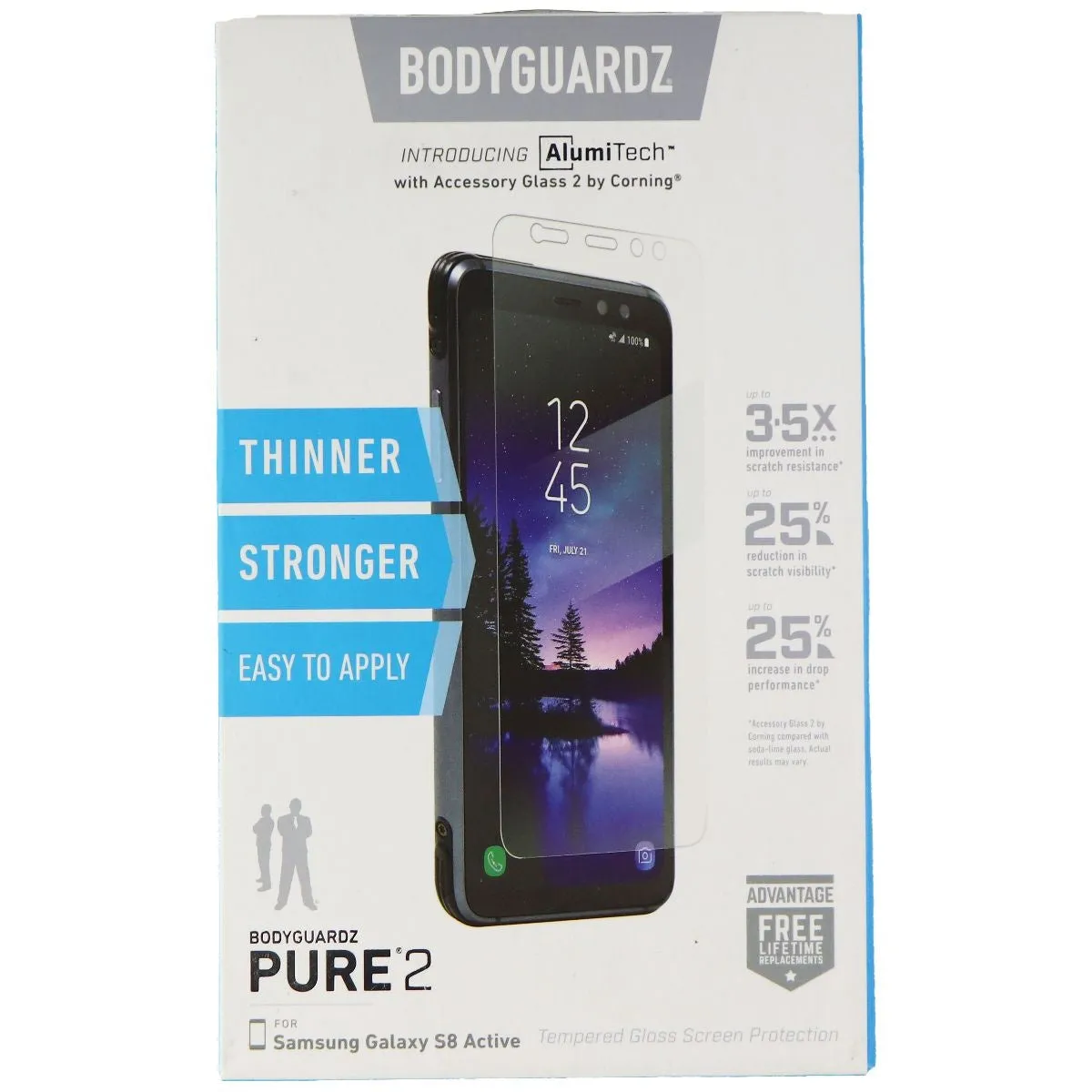 BodyGuardz Pure 2 Series Tempered Glass for Samsung Galaxy S8 Active - Clear