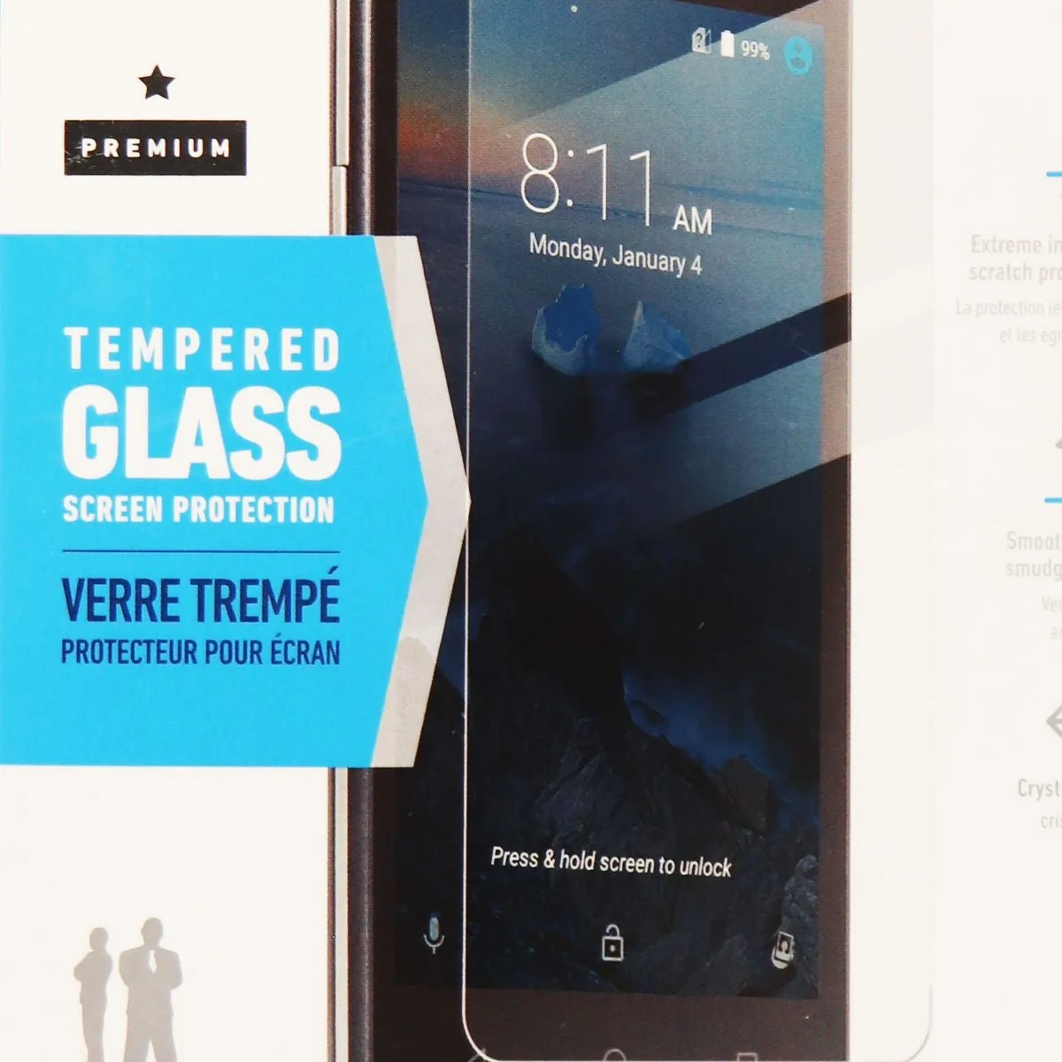 BodyGuardz Pure Series Premium Tempered Glass Screen for ZTE Maven 2 - Clear