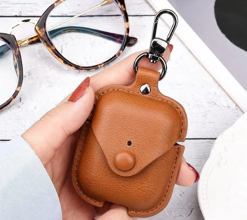 Brown Leather Airpod Casing 1,2