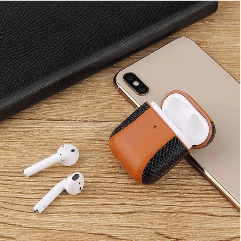 Brown Snake Skin Airpod Casing 1,2
