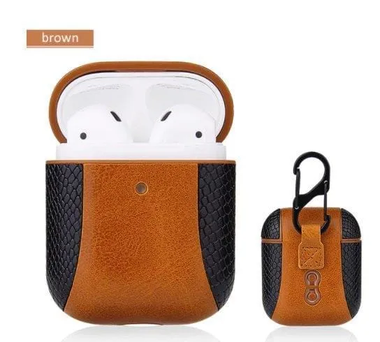 Brown Snake Skin Airpod Casing 1,2