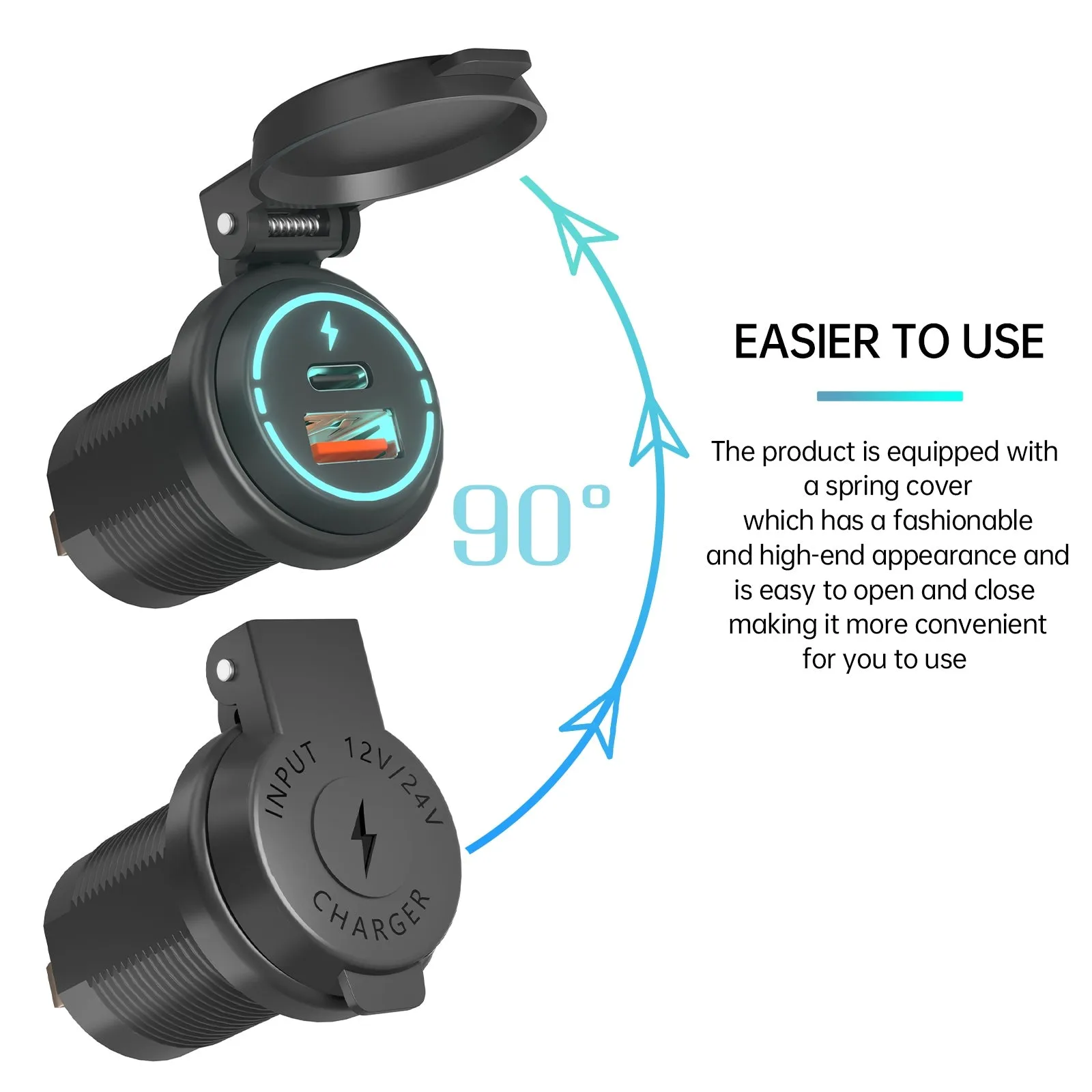 Car Mobile Phone Charger Dual-port Fast Charging 12-24V Usb Power