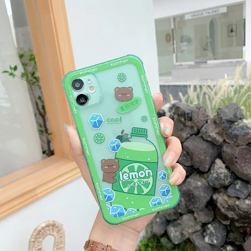Cute Cartoon Bear Lemon iPhone Cases