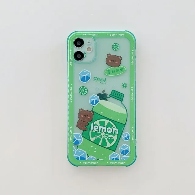 Cute Cartoon Bear Lemon iPhone Cases