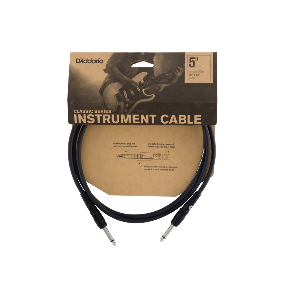 D'Addario Classic Series Instrument Cable, 5 feet, Straight to Straight