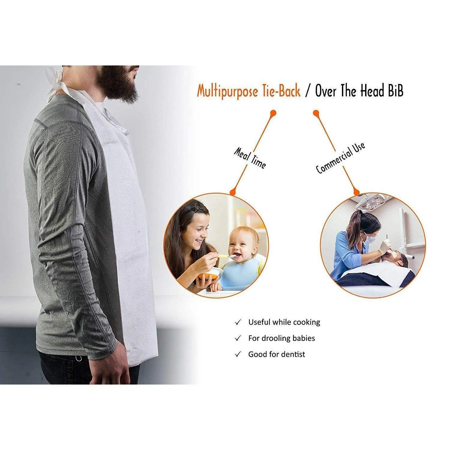 Disposable Adult Bibs - Over Head