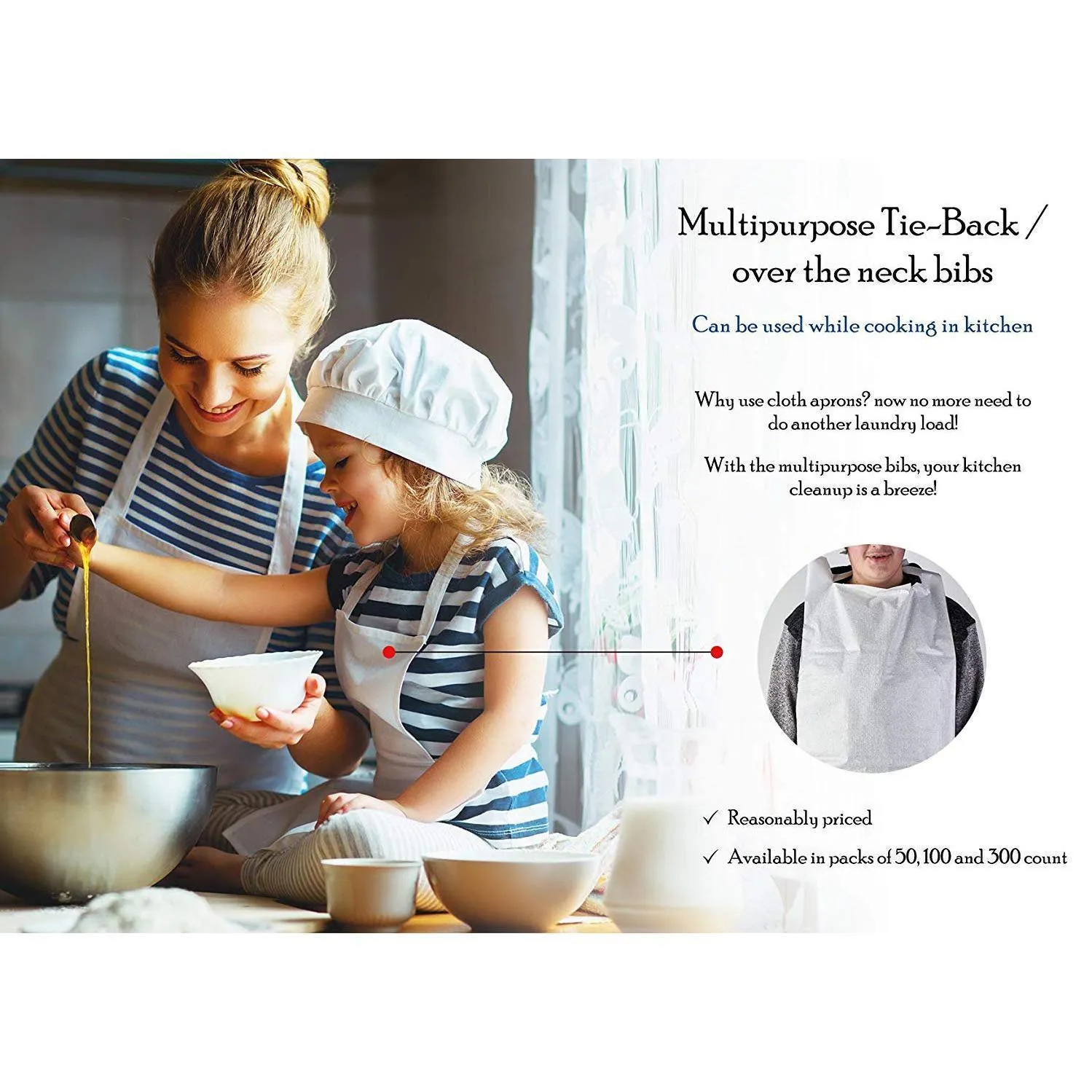 Disposable Adult Bibs - Over Head