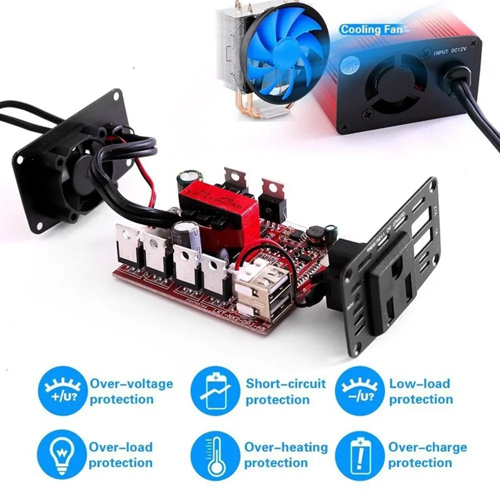 Dual USB 150W DC 12V to AC 110V/220V Power Converter Car Charger