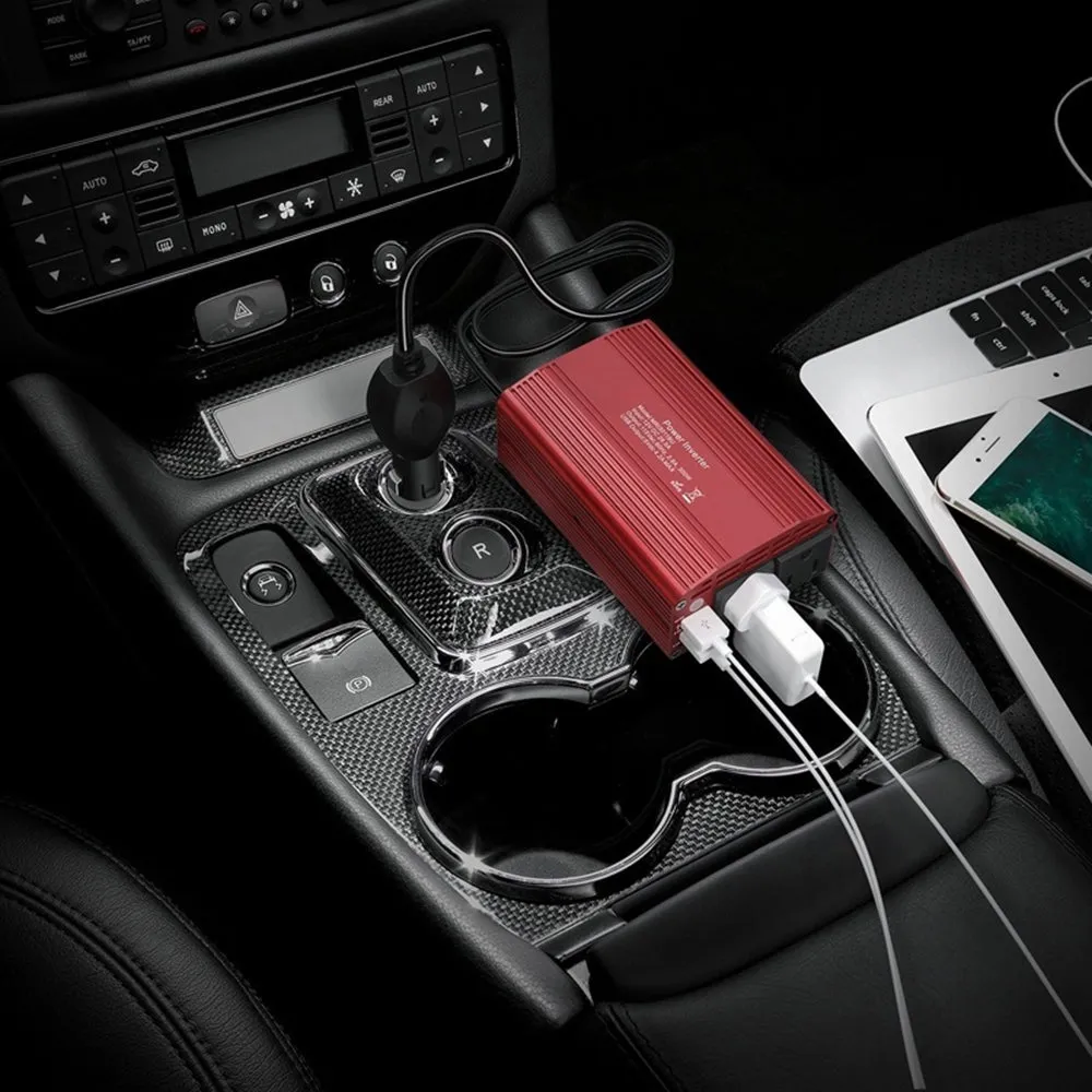 Dual USB 150W DC 12V to AC 110V/220V Power Converter Car Charger