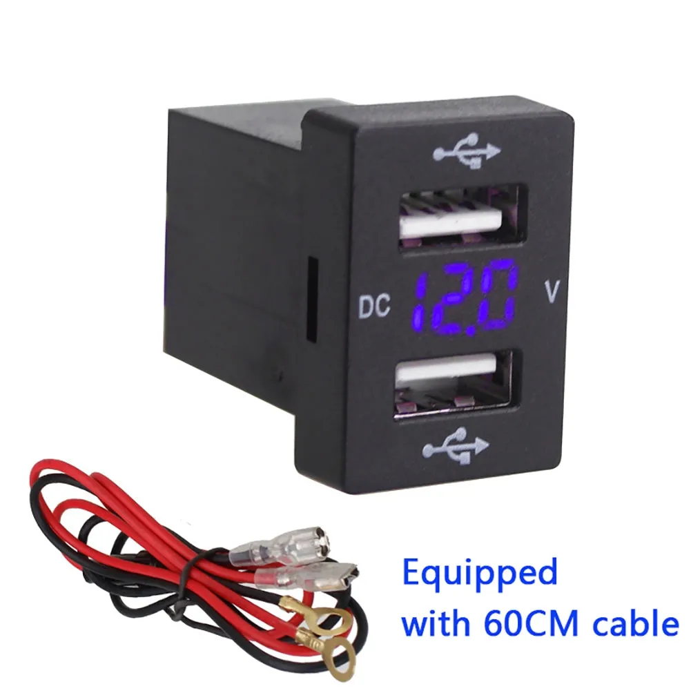 Dual Usb Car Charger Digital Voltmeter Display Real-Time Quick
