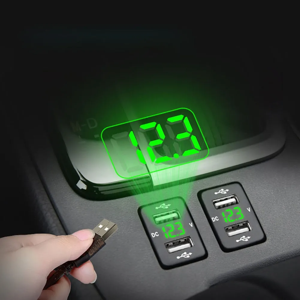 Dual Usb Car Charger Digital Voltmeter Display Real-Time Quick