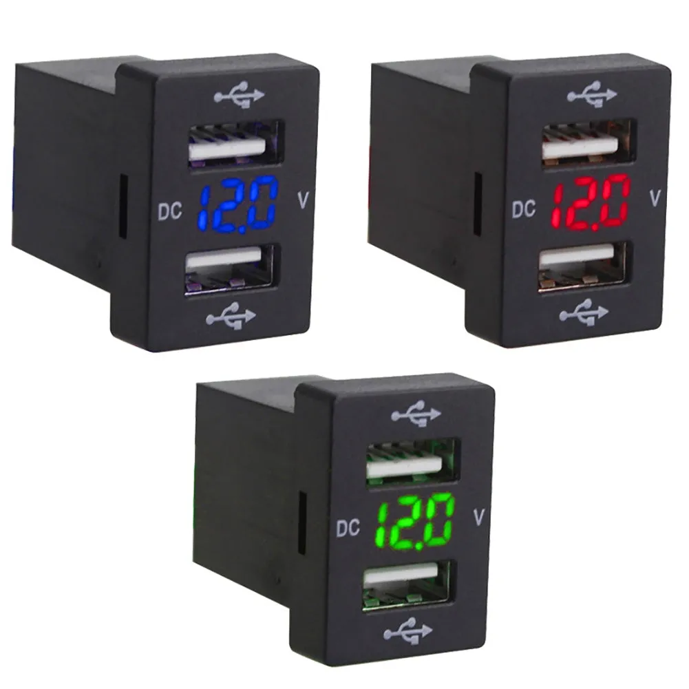 Dual Usb Car Charger Digital Voltmeter Display Real-Time Quick