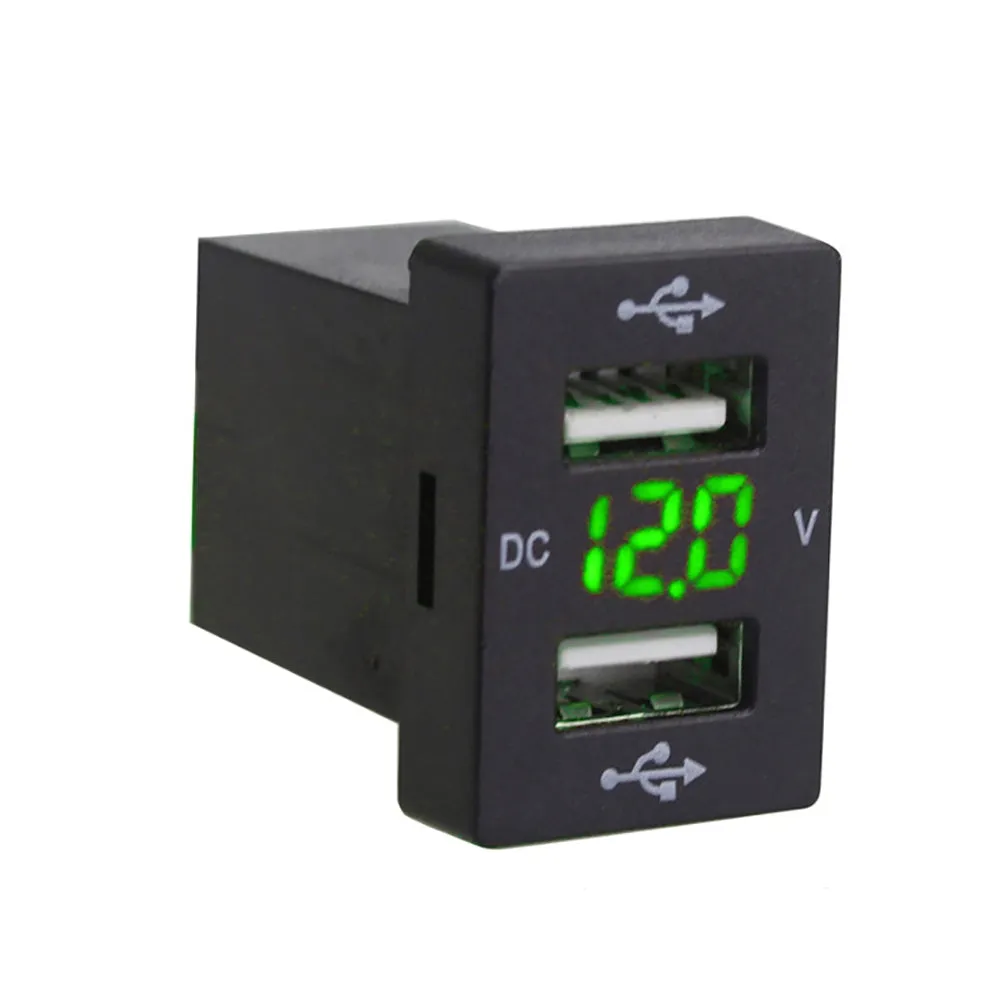 Dual Usb Car Charger Digital Voltmeter Display Real-Time Quick