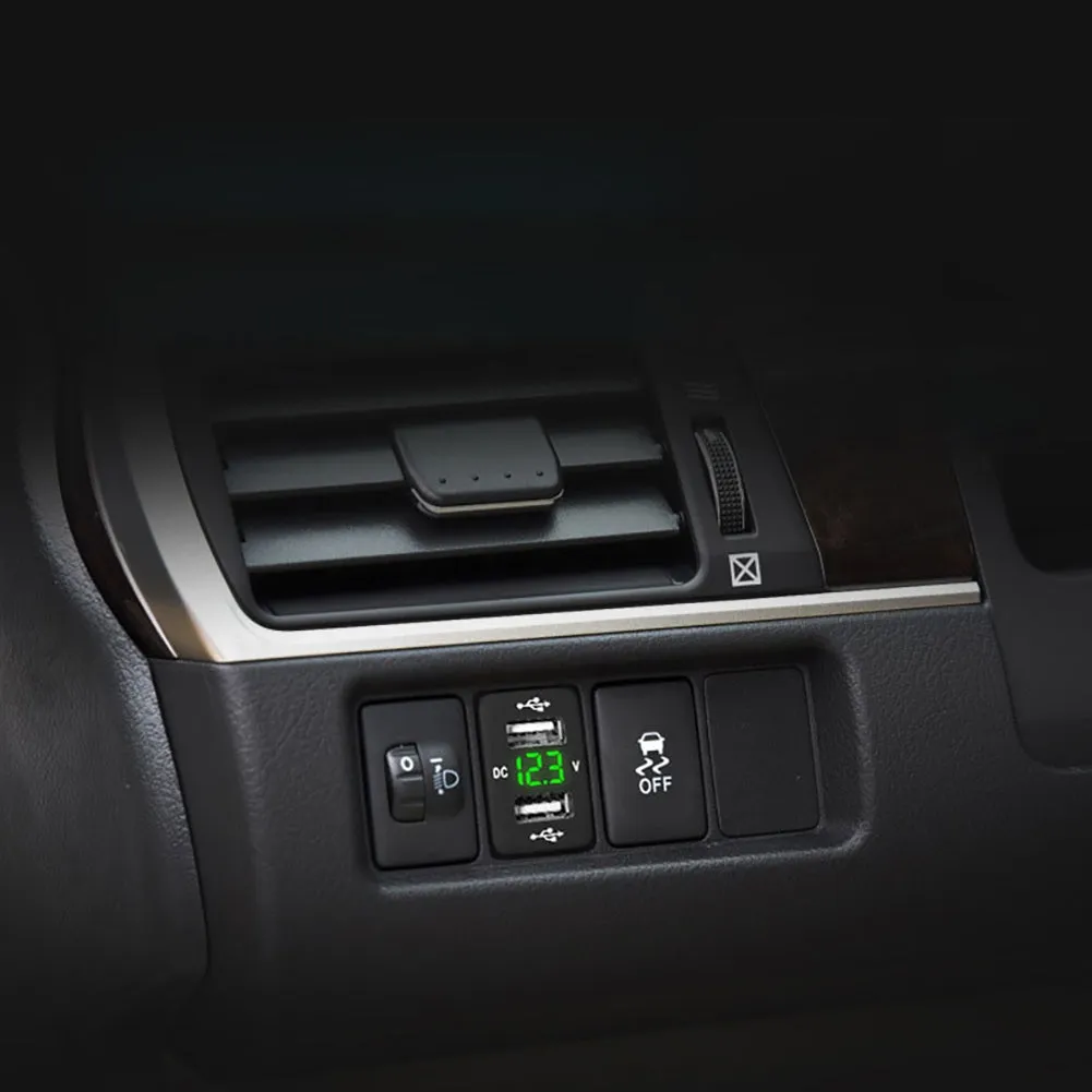 Dual Usb Car Charger Digital Voltmeter Display Real-Time Quick