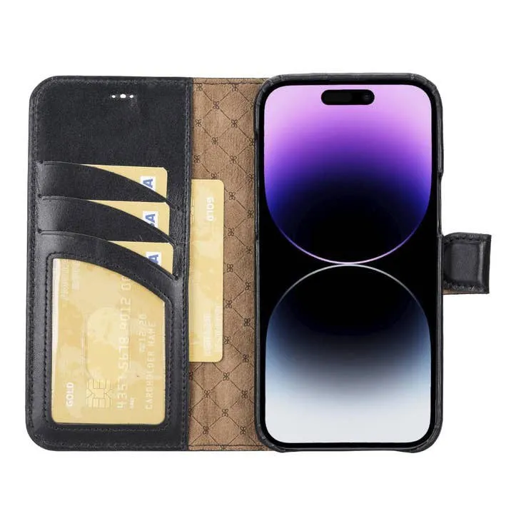 Edward Apple IPhone 14 Series Full Leather Coating Detachable Wallet Case (Set of 2)