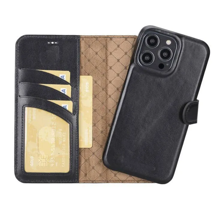 Edward Apple IPhone 14 Series Full Leather Coating Detachable Wallet Case (Set of 2)
