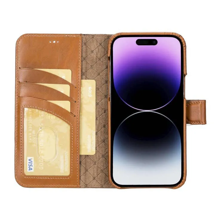Edward Apple IPhone 14 Series Full Leather Coating Detachable Wallet Case (Set of 2)