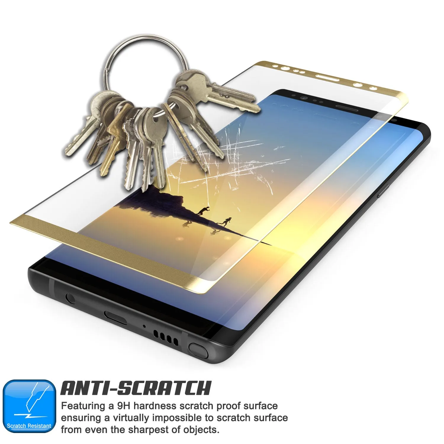 Galaxy Note 8  Gold Punkcase Glass SHIELD Tempered Glass Screen Protector 0.33mm Thick 9H Glass
