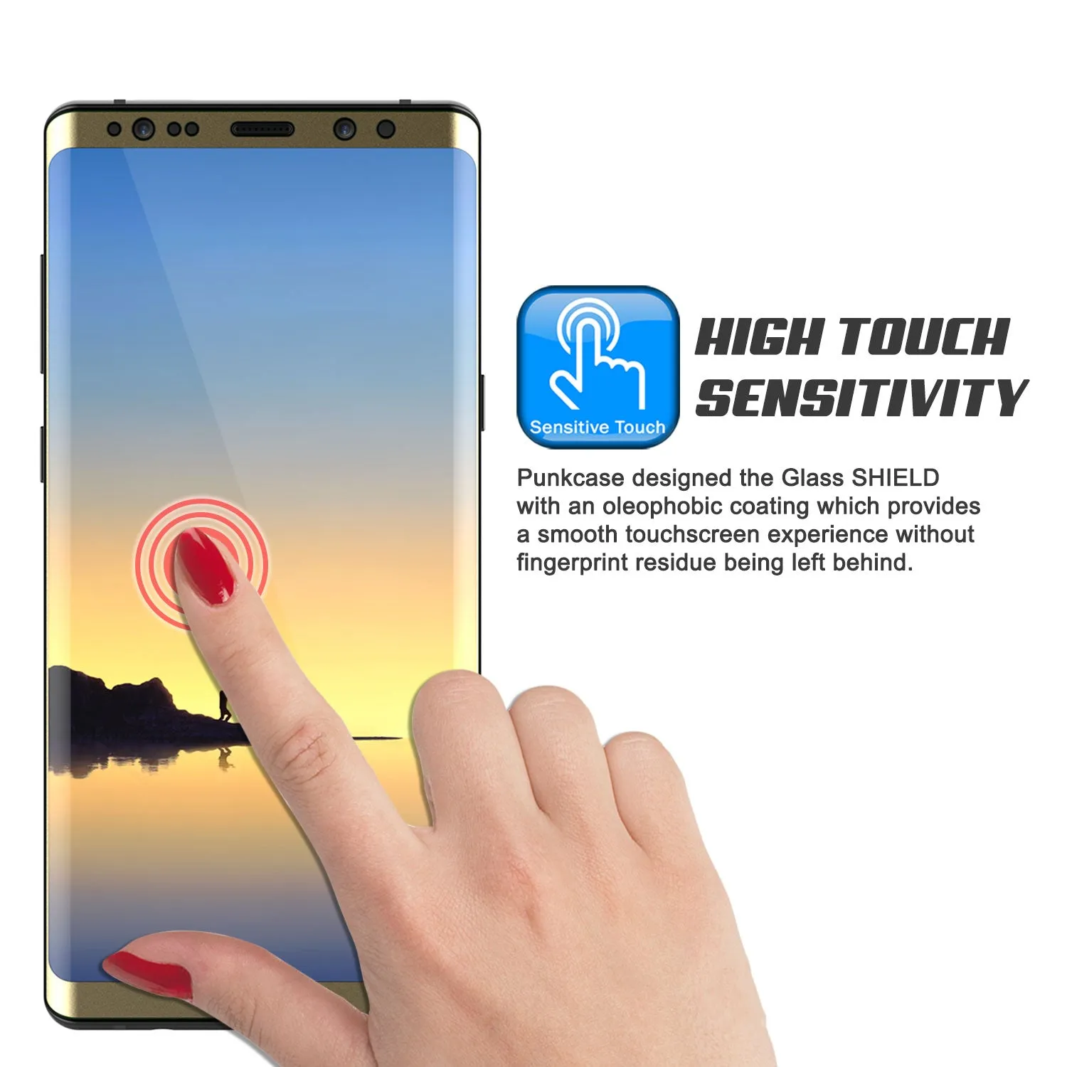 Galaxy Note 8  Gold Punkcase Glass SHIELD Tempered Glass Screen Protector 0.33mm Thick 9H Glass