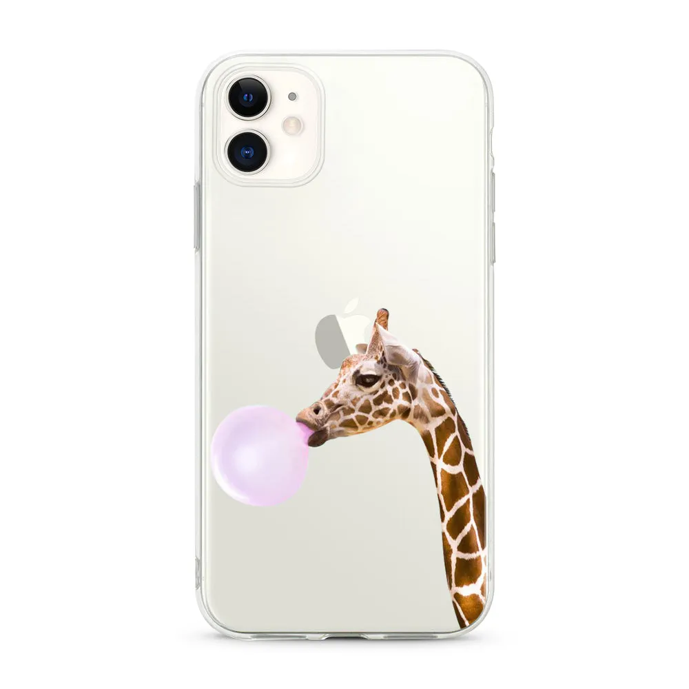 Giraffe Bubble Gum Transparent Clear Case