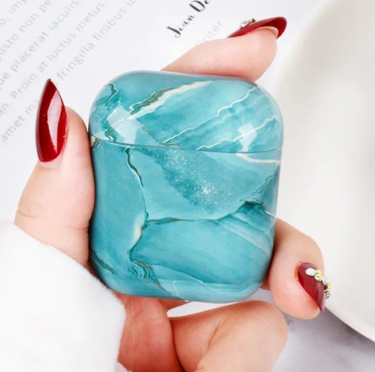 Green Colorful Marble Airpod Casing 1,2