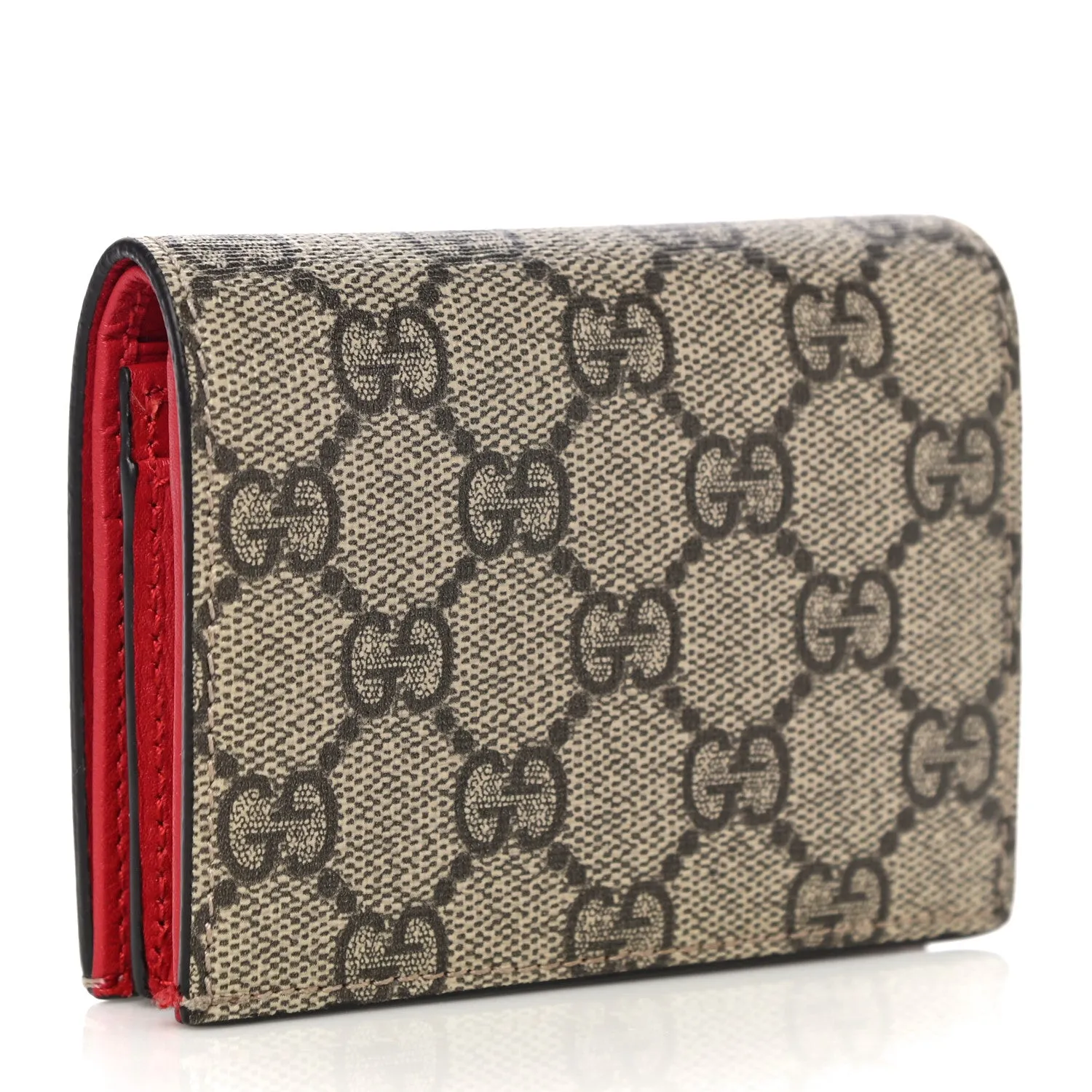 Gucci Dog Brown 25 GG Card Case Pink Leather Small Wallet Red Italy Bosco Bag NEW