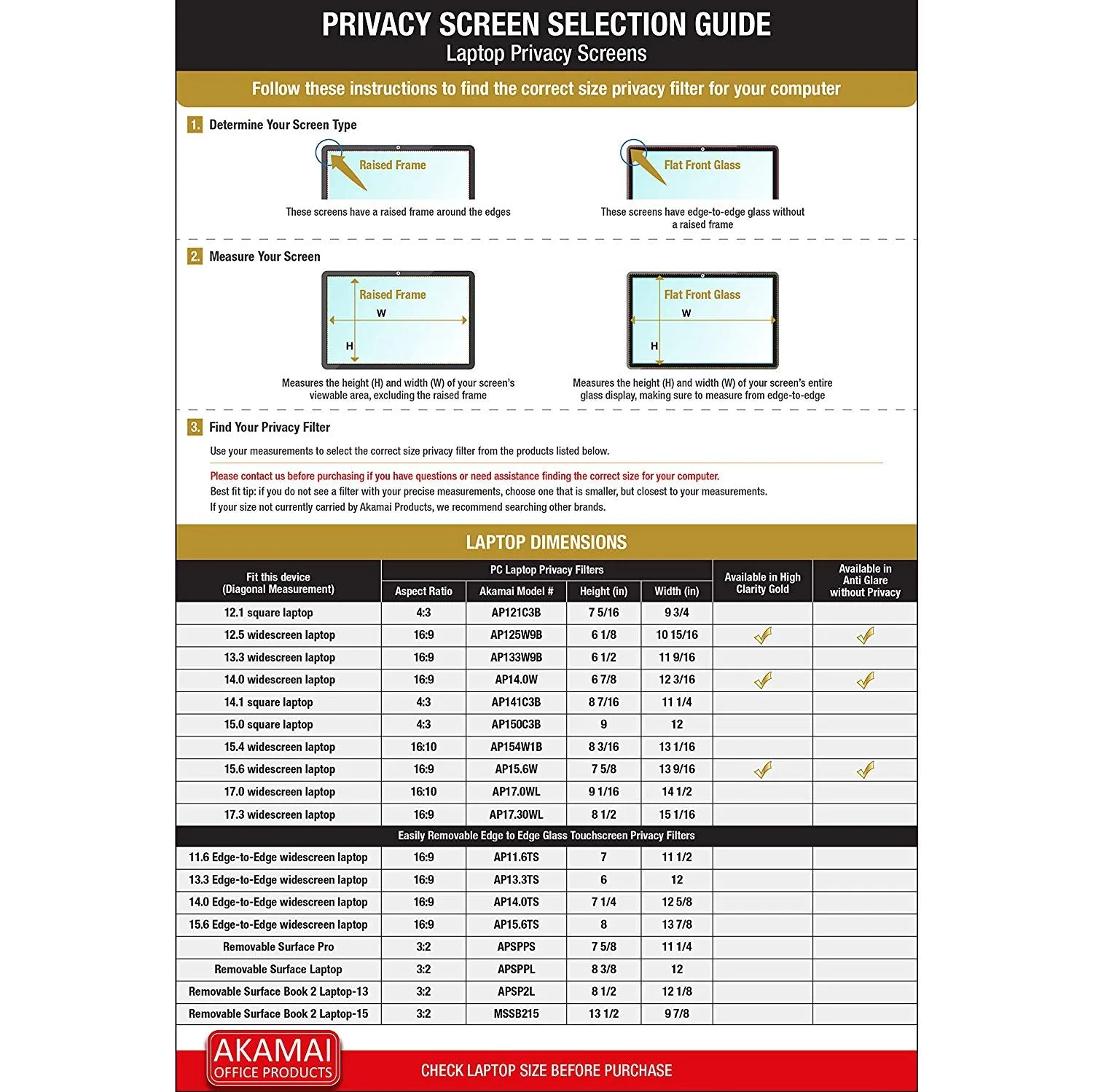 High Clarity Gold 14.0 Inch (Diagonally Measured) Privacy Screen Filter for Widescreen Laptops Anti Glare