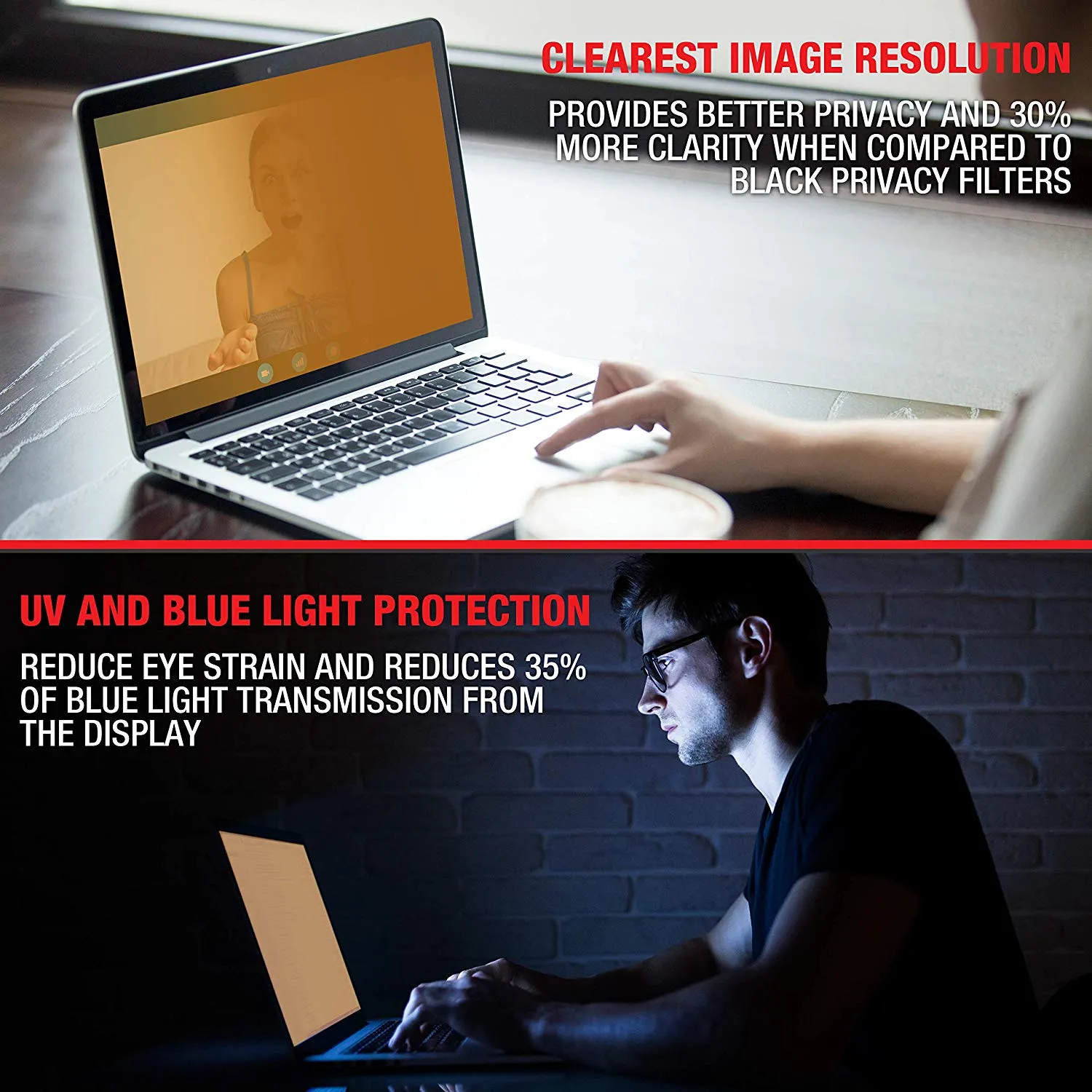 High Clarity Gold 14.0 Inch (Diagonally Measured) Privacy Screen Filter for Widescreen Laptops Anti Glare