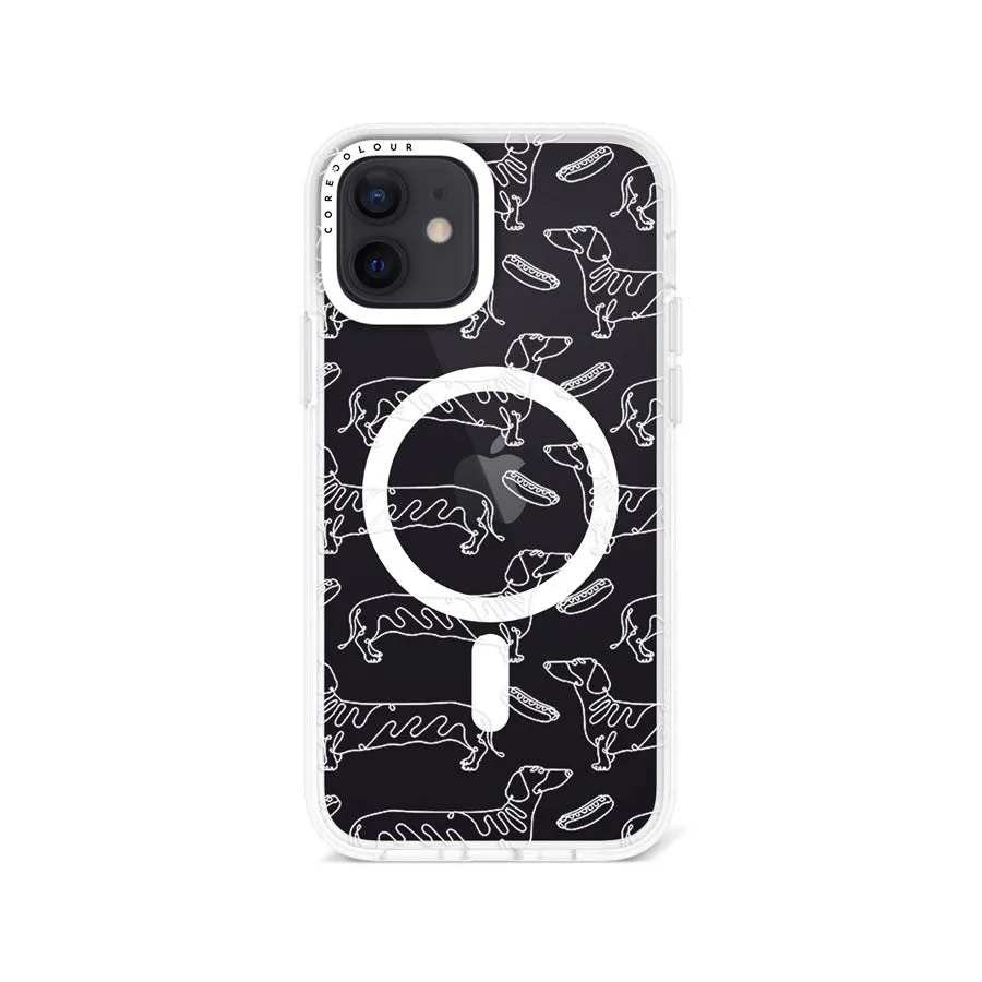 iPhone 12 Sausage Dog Minimal Line Phone Case Magsafe Compatible