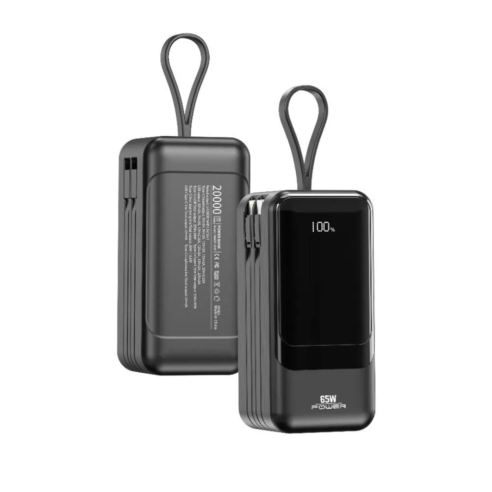 IQ TOUCH 65W Mini Laptop Power Bank (Built-in Typ-C & Lightning Cables) - POWER-X65