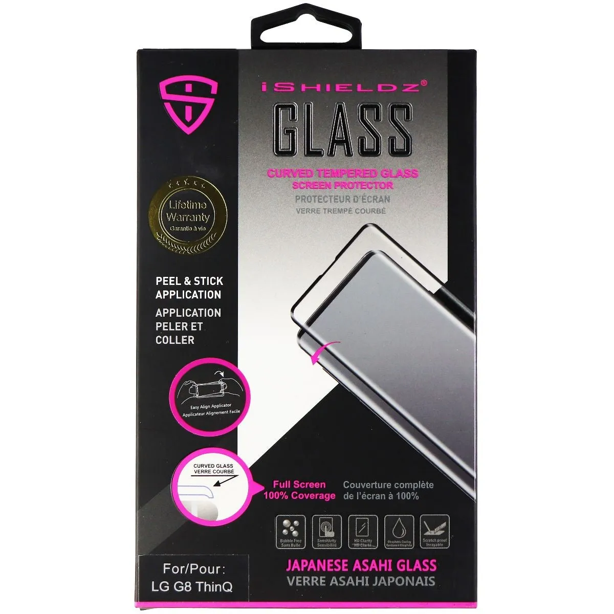 iShieldz Asahi Curved Tempered Glass Screen Protector for LG G8 ThinQ - Clear