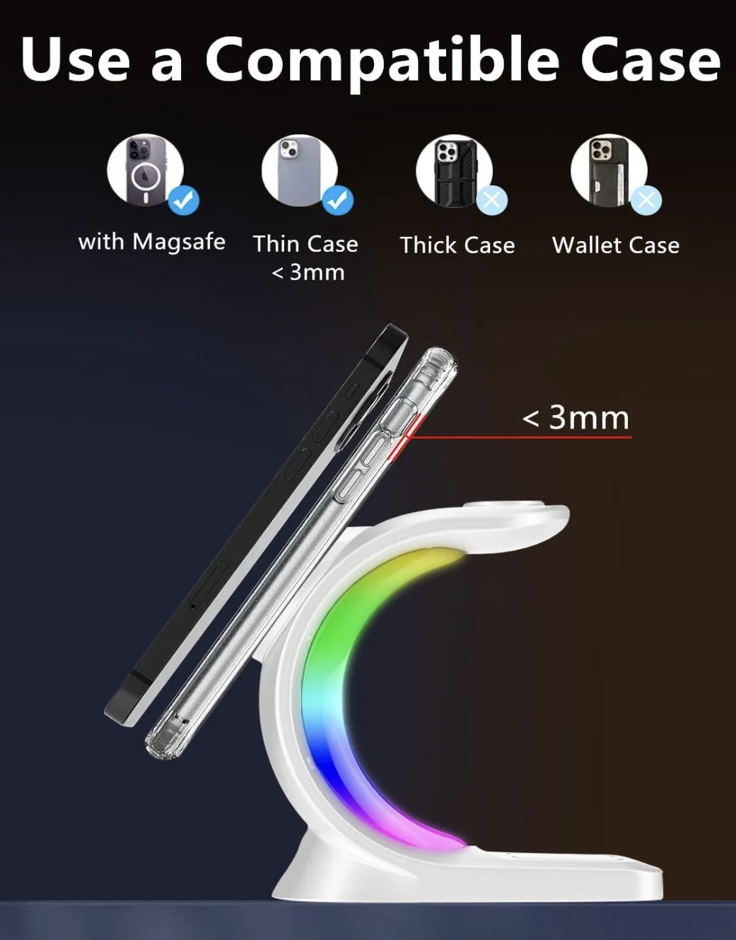 LED Wireless Charging Station - iPhone, iWatch, AirPods (The C Lamp)