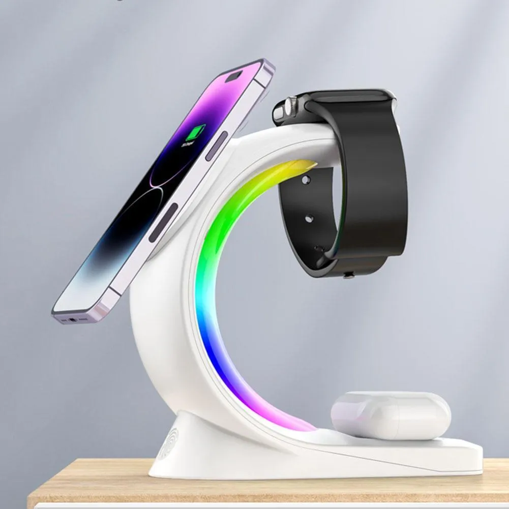LED Wireless Charging Station - iPhone, iWatch, AirPods (The C Lamp)